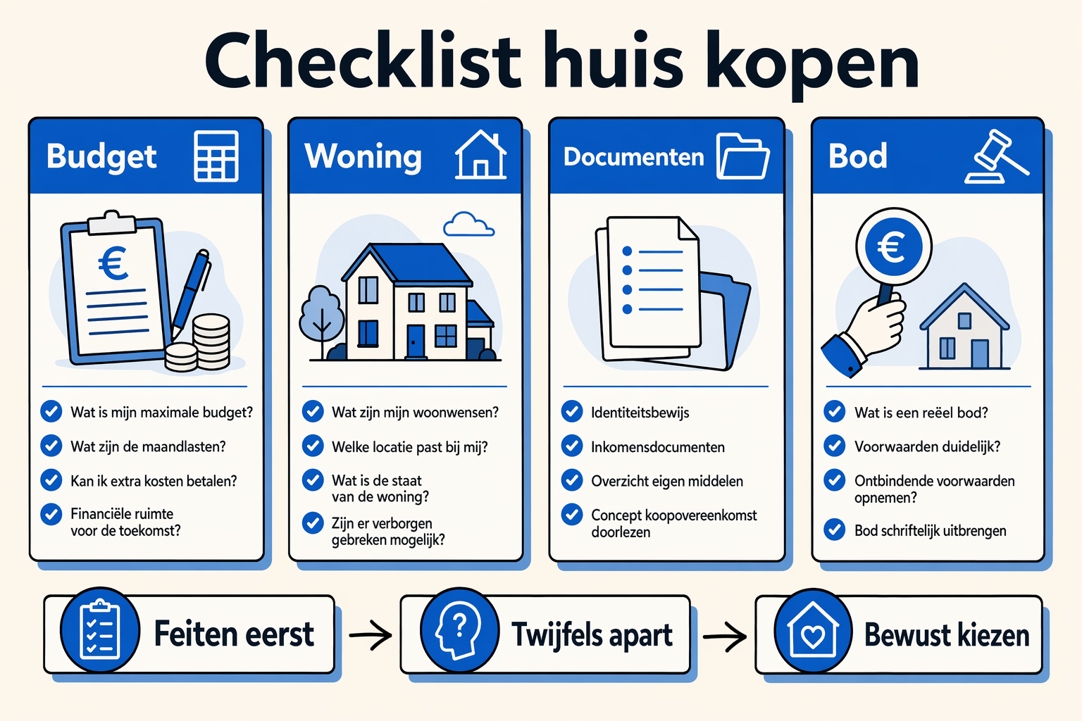 Infographic met checklist voor huis kopen